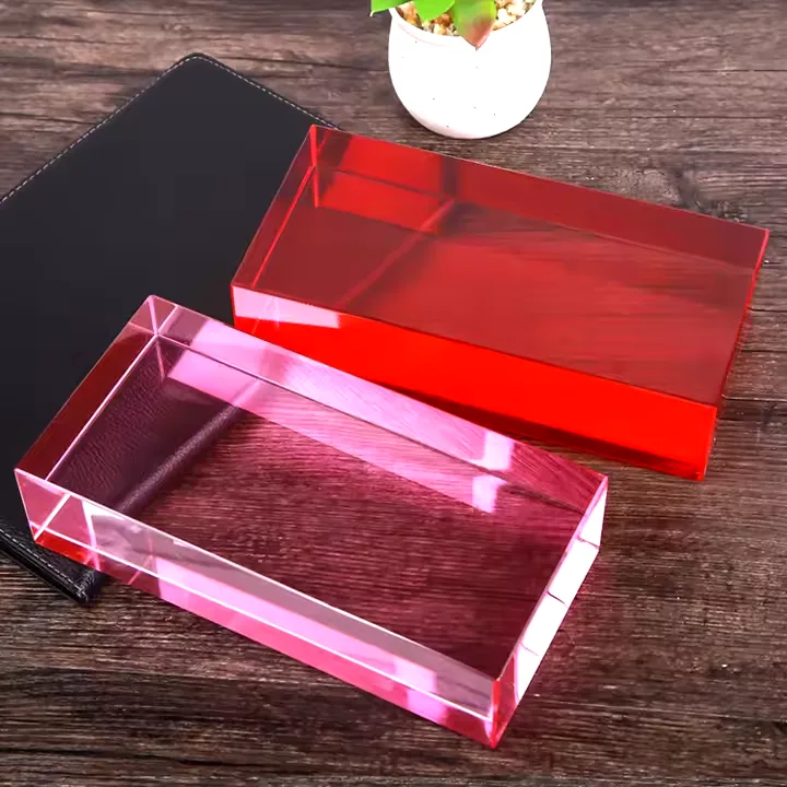 Gạch kính màu hồng trơn nhẵn 200x100x50mm AVSING