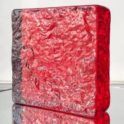 Gạch kính vân mây vuông màu đỏ 150x150x50mm AVSING