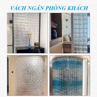 Ứng dụng gạch kính làm vách ngăn phòng khách