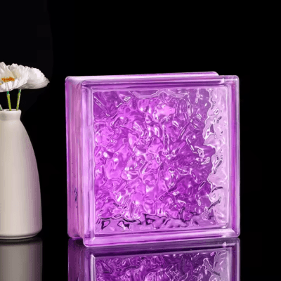 Gạch kính màu cam sóng khối rỗng AVSING 190x190x80mm