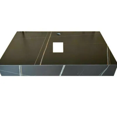 Bàn đá màu đen đặt chậu Lavabo dương