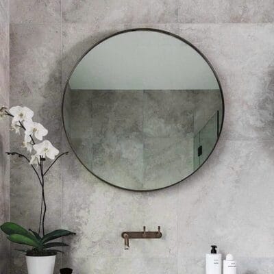 Gương tròn D600 viền nhôm đen