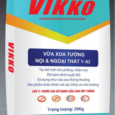 Vữa xoa tường Vikko V02 nội ngoại thất trát mịn 25kg/bao