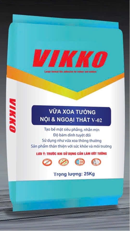 Vữa xoa tường Vikko V02 nội ngoại thất trát mịn 25kg/bao