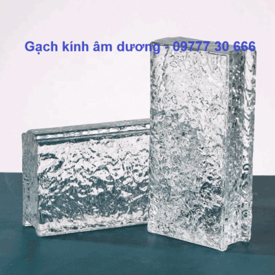 Gạch kính AVSING âm dương sóng màu trắng có hèm