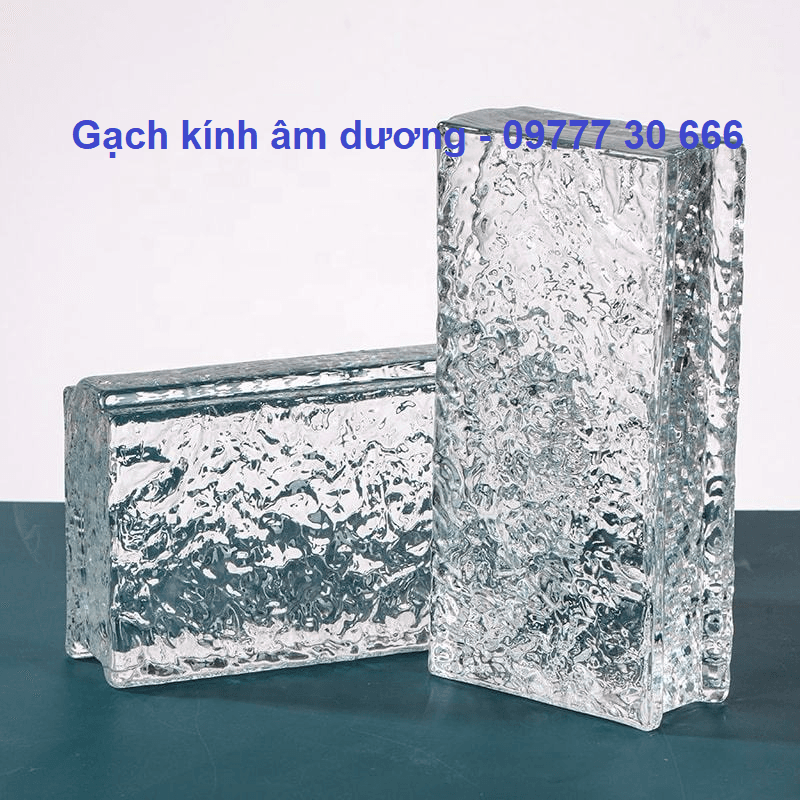 Gạch kính AVSING âm dương sóng màu trắng có hèm
