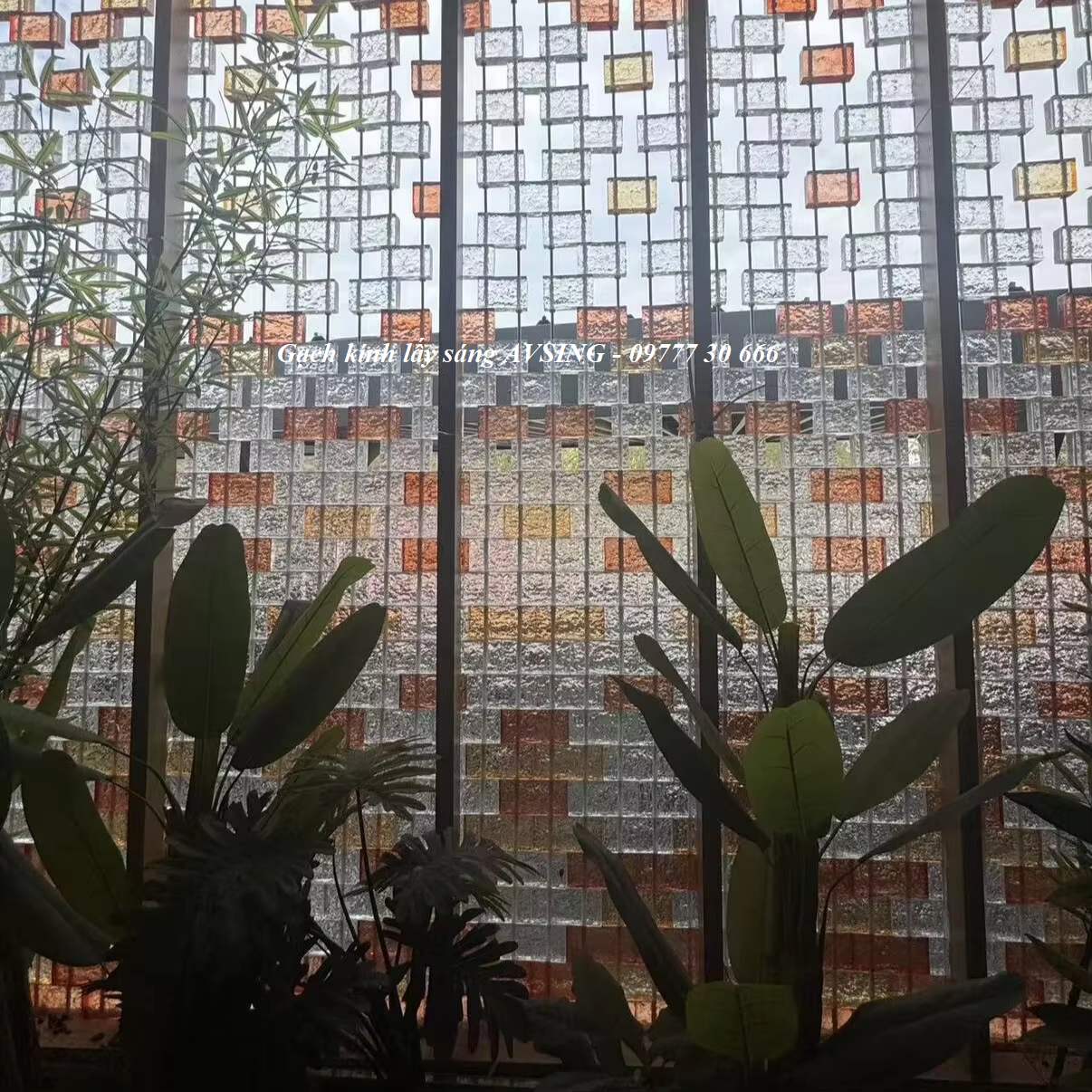 Sáng tạo vườn treo với gạch kính lấy sáng AVSING
