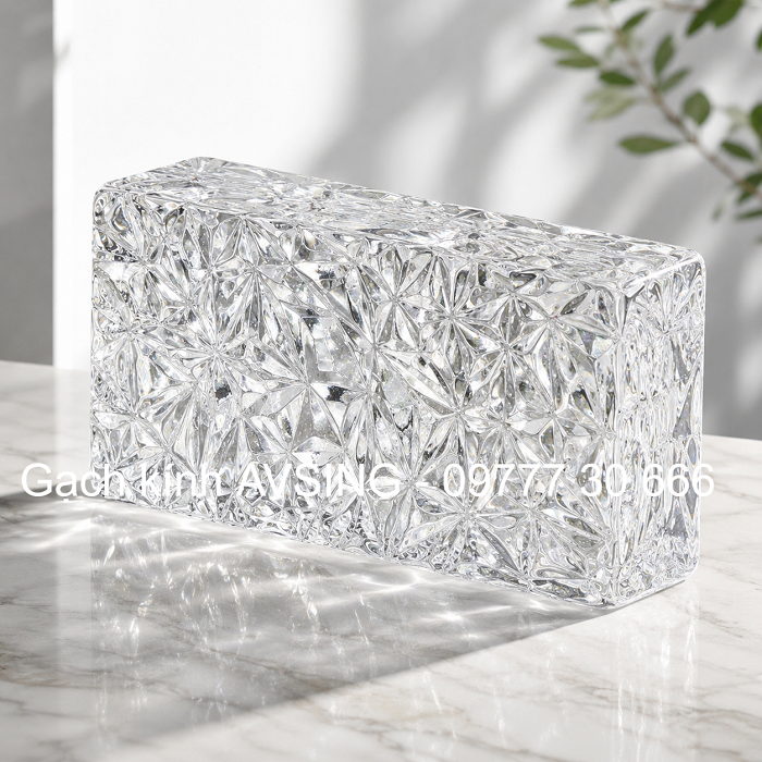 Gạch kính cánh hoa khối đặc 200x100x50mm AVSING Gạch kính cánh hoa khối đặc 200x100x50mm AVSING