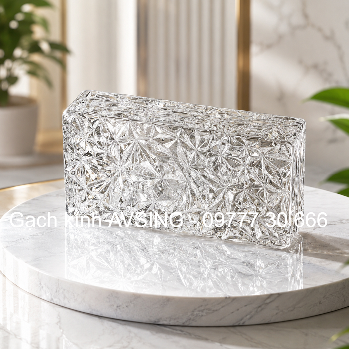 Gạch kính cánh hoa khối đặc 200x100x50mm AVSING Gạch kính cánh hoa khối đặc 200x100x50mm AVSING