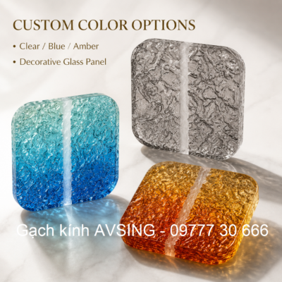Gạch kính treo màu sóng nước 150x150x22mm