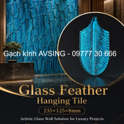 Gạch kính lông vũ màu xanh dương
