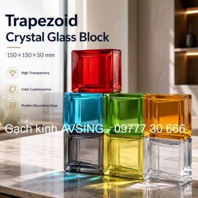 Gạch kính vuông màu 150x150x50mm