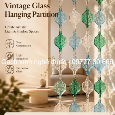 Vách trang trí bằng gạch kính treo