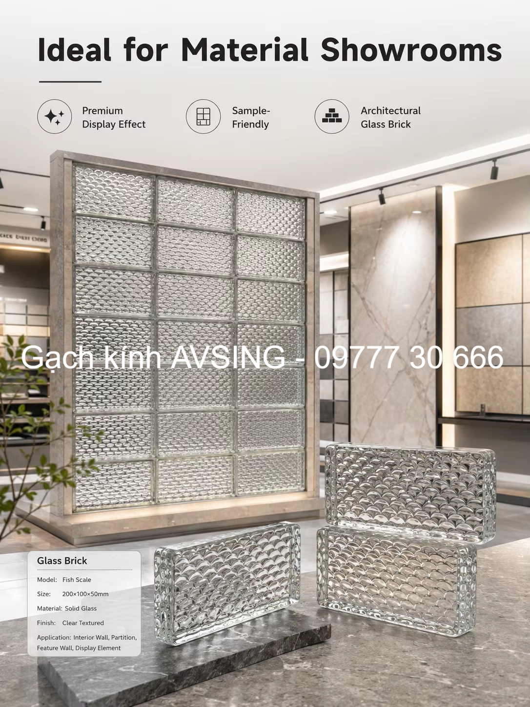 Gạch kính vảy cá 200x100x50mm Gạch kính vảy cá 200x100x50mm