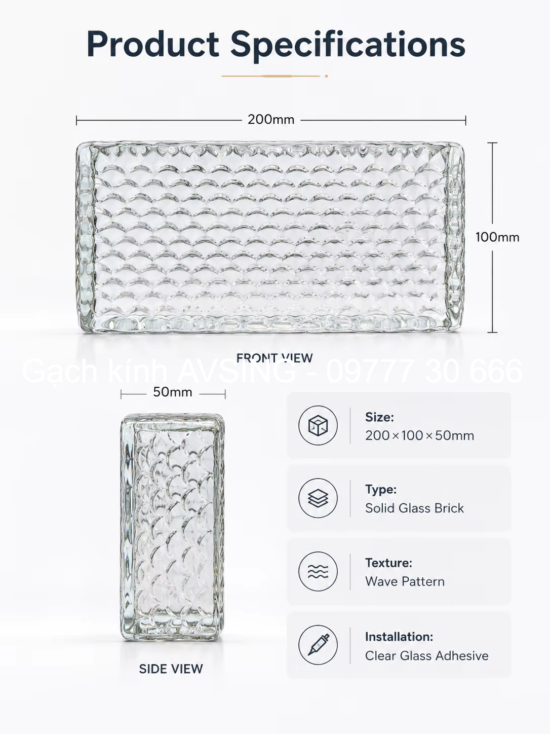 Gạch kính vảy cá 200x100x50mm Gạch kính vảy cá 200x100x50mm