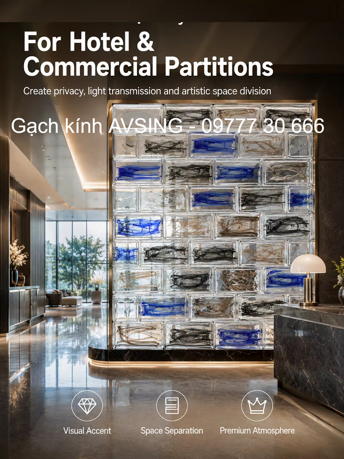Gạch thủy tinh nghệ thuật 200x100x50mm AVSING Gạch thủy tinh nghệ thuật 200x100x50mm AVSING