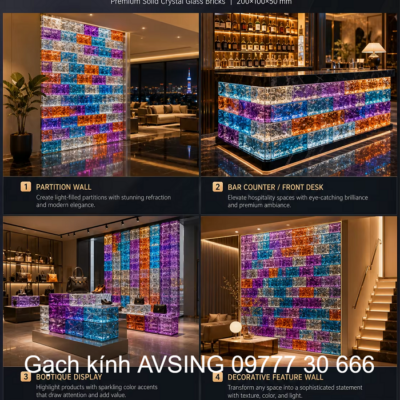 Gạch kính làm bức tường lấy sáng lối lên cầu thang