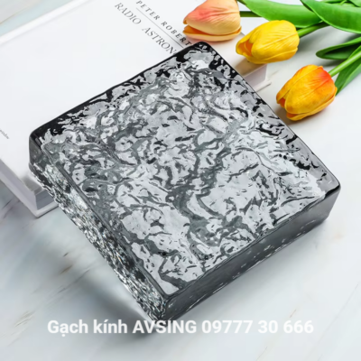 Gạch kính vuông vân mây màu xám khói