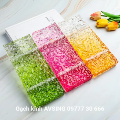 Gạch kính trang trí dạng tấm treo khoan lỗ 240x100x22mm