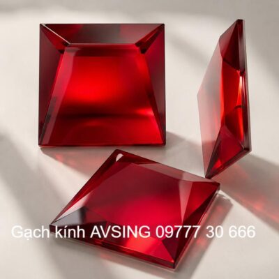 Gạch kính ốp tường kim cương màu đỏ ruby AVSING