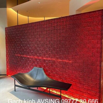 Bức tường gạch kính màu đỏ vân mây AVSING