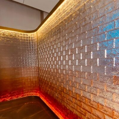 Gạch kính vân mây màu hổ phách Amber 200x100x50mm AVSING