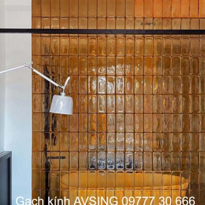 Gạch kính trơn màu Amber AVSING 200x100x50mm